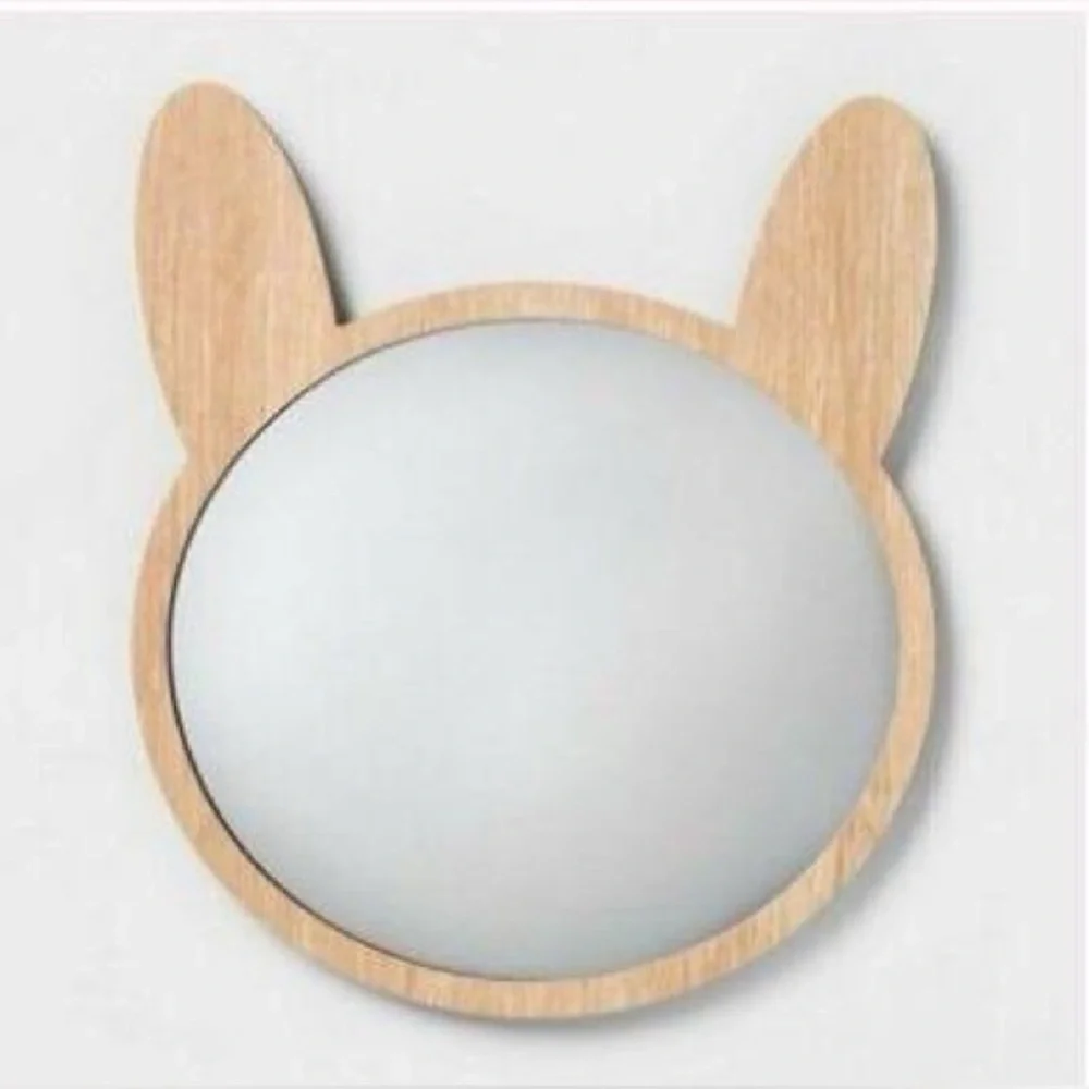 Adorable Bunny Ear Kids Mirror - Natural Wood